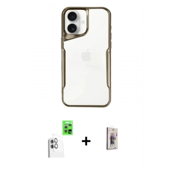 MARSİLYAN™- iPhone 16 Plus Kılıf Akış Çizgi Koleksiyonu - Siyah Bilvis 3D Cam Ekran Koruyucu + Raze Metal Kamera Lens - BZ