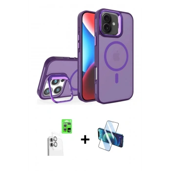 MARSİLYAN™- iPhone 16 Plus Kılıf Akış Form - Siyah 3D Antistatik Cam Ekran Koruyucu + Raze Metal Kamera Lens - BZ
