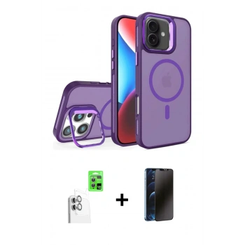 MARSİLYAN™- iPhone 16 Plus Kılıf Akış Form - Siyah 3D Antistatik Hayalet Cam Ekran Koruyucu + Raze Metal Kamera Lens - BZ