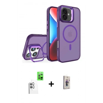 MARSİLYAN™- iPhone 16 Plus Kılıf Akış Form - Siyah Bilvis 3D Cam Ekran Koruyucu + Raze Metal Kamera Lens - BZ