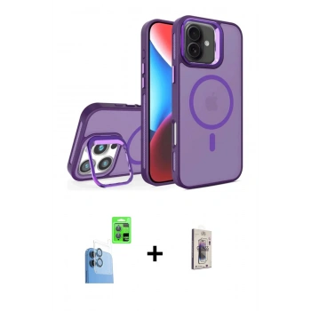 MARSİLYAN™- iPhone 16 Plus Kılıf Akış Form - Siyah Bilvis 3D Cam Ekran Koruyucu + Raze Metal Kamera Lens - LT