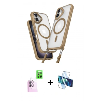 MARSİLYAN™- iPhone 16 Plus Kılıf Atlas Doku Koleksiyonu - Siyah 3D Antistatik Seramik Nano Ekran Koruyucu + Raze Metal Kamera Lens - PE