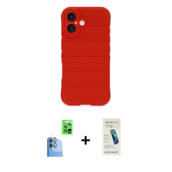 MARSİLYAN™- iPhone 16 Plus Kılıf Atlas Koleksiyonu - Şeffaf Pasifik Cam Ekran Koruyucu + Raze Metal Kamera Lens - LT