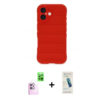 MARSİLYAN™- iPhone 16 Plus Kılıf Atlas Koleksiyonu - Şeffaf Pasifik Cam Ekran Koruyucu + Raze Metal Kamera Lens - PE