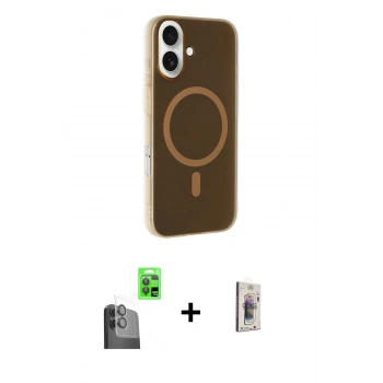 MARSİLYAN™- iPhone 16 Plus Kılıf Çekirdek Modern Prime - Siyah Bilvis 3D Cam Ekran Koruyucu + Raze Metal Kamera Lens - SH
