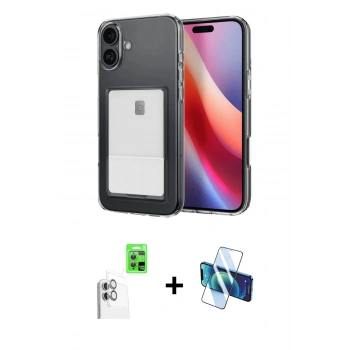 MARSİLYAN™- iPhone 16 Plus Kılıf Doruk Klasik Koleksiyonu - Siyah 3D Antistatik Seramik Nano Ekran Koruyucu + Raze Metal Kamera Lens - BZ