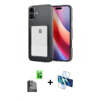 MARSİLYAN™- iPhone 16 Plus Kılıf Doruk Klasik Koleksiyonu - Siyah 3D Antistatik Seramik Nano Ekran Koruyucu + Raze Metal Kamera Lens - SH