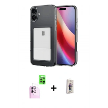 MARSİLYAN™- iPhone 16 Plus Kılıf Doruk Klasik Koleksiyonu - Siyah Bilvis 3D Cam Ekran Koruyucu + Raze Metal Kamera Lens - PE