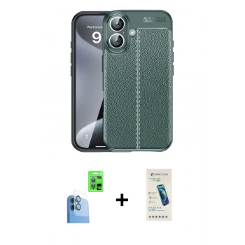 MARSİLYAN™- iPhone 16 Plus Kılıf Doruk Klasik Özel Seri - Şeffaf Pasifik Cam Ekran Koruyucu + Raze Metal Kamera Lens - LT