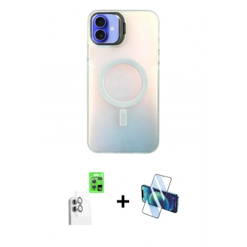 MARSİLYAN™- iPhone 16 Plus Kılıf Doruk Klasik Prime - Siyah 3D Antistatik Seramik Nano Ekran Koruyucu + Raze Metal Kamera Lens - BZ