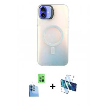 MARSİLYAN™- iPhone 16 Plus Kılıf Doruk Klasik Prime - Siyah 3D Antistatik Seramik Nano Ekran Koruyucu + Raze Metal Kamera Lens - LT