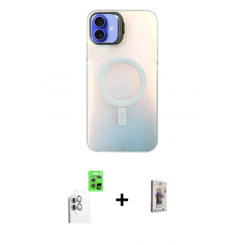 MARSİLYAN™- iPhone 16 Plus Kılıf Doruk Klasik Prime - Siyah Bilvis 3D Cam Ekran Koruyucu + Raze Metal Kamera Lens - BZ