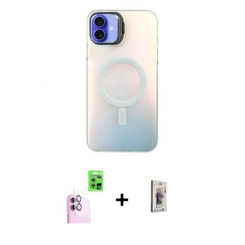 MARSİLYAN™- iPhone 16 Plus Kılıf Doruk Klasik Prime - Siyah Bilvis 3D Cam Ekran Koruyucu + Raze Metal Kamera Lens - PE