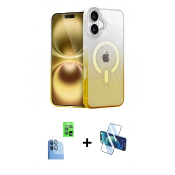 MARSİLYAN™- iPhone 16 Plus Kılıf Eksen Minimal Özel Seri - Siyah 3D Antistatik Seramik Nano Ekran Koruyucu + Raze Metal Kamera Lens - LT