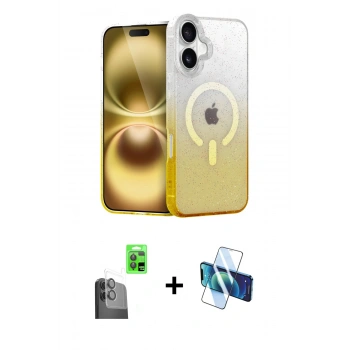 MARSİLYAN™- iPhone 16 Plus Kılıf Eksen Minimal Özel Seri - Siyah 3D Antistatik Seramik Nano Ekran Koruyucu + Raze Metal Kamera Lens - SH
