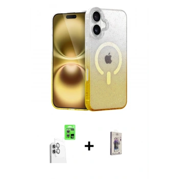 MARSİLYAN™- iPhone 16 Plus Kılıf Eksen Minimal Özel Seri - Siyah Bilvis 3D Cam Ekran Koruyucu + Raze Metal Kamera Lens - BZ