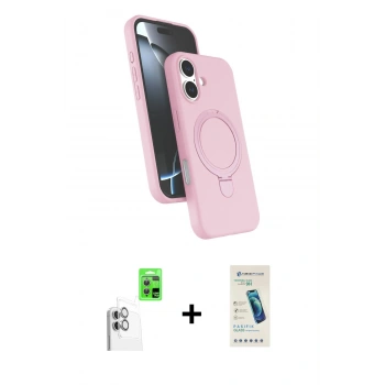 MARSİLYAN™- iPhone 16 Plus Kılıf İz Işık Koleksiyonu - Şeffaf Pasifik Cam Ekran Koruyucu + Raze Metal Kamera Lens - BZ