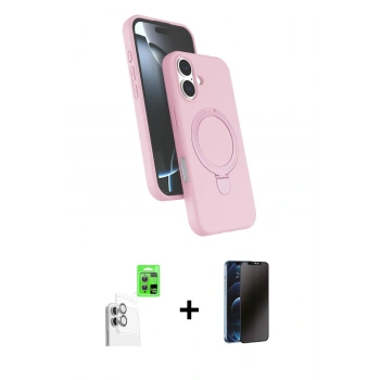 MARSİLYAN™- iPhone 16 Plus Kılıf İz Işık Koleksiyonu - Siyah 3D Antistatik Hayalet Cam Ekran Koruyucu + Raze Metal Kamera Lens - BZ