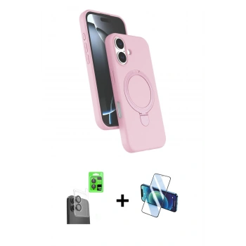 MARSİLYAN™- iPhone 16 Plus Kılıf İz Işık Koleksiyonu - Siyah 3D Antistatik Seramik Nano Ekran Koruyucu + Raze Metal Kamera Lens - SH
