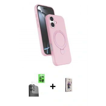 MARSİLYAN™- iPhone 16 Plus Kılıf İz Işık Koleksiyonu - Siyah Bilvis 3D Cam Ekran Koruyucu + Raze Metal Kamera Lens - SH