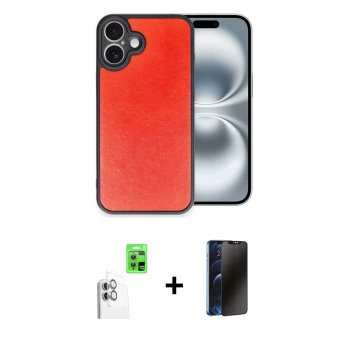 MARSİLYAN™- iPhone 16 Plus Kılıf Kıvılcım Işık Serisi - Siyah 3D Antistatik Hayalet Cam Ekran Koruyucu + Raze Metal Kamera Lens - BZ