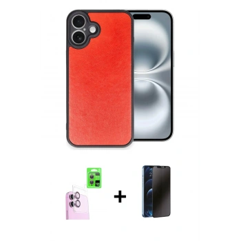 MARSİLYAN™- iPhone 16 Plus Kılıf Kıvılcım Işık Serisi - Siyah 3D Antistatik Hayalet Cam Ekran Koruyucu + Raze Metal Kamera Lens - PE