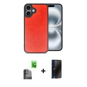 MARSİLYAN™- iPhone 16 Plus Kılıf Kıvılcım Işık Serisi - Siyah 3D Antistatik Hayalet Cam Ekran Koruyucu + Raze Metal Kamera Lens - SH