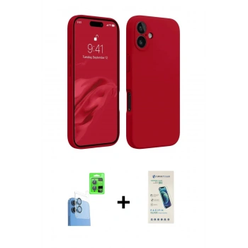 MARSİLYAN™- iPhone 16 Plus Kılıf Kozmos Yansıma Özel Seri - Şeffaf Pasifik Cam Ekran Koruyucu + Raze Metal Kamera Lens - LT
