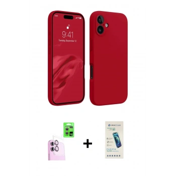 MARSİLYAN™- iPhone 16 Plus Kılıf Kozmos Yansıma Özel Seri - Şeffaf Pasifik Cam Ekran Koruyucu + Raze Metal Kamera Lens - PE