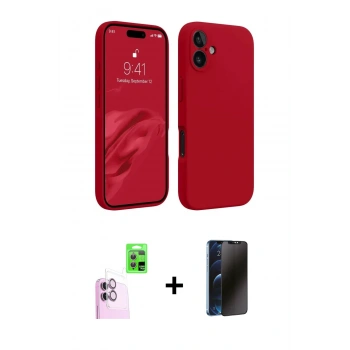 MARSİLYAN™- iPhone 16 Plus Kılıf Kozmos Yansıma Özel Seri - Siyah 3D Antistatik Hayalet Cam Ekran Koruyucu + Raze Metal Kamera Lens - PE