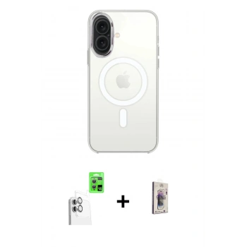 MARSİLYAN™- iPhone 16 Plus Kılıf Kutup Klasik Serisi - Siyah Bilvis 3D Cam Ekran Koruyucu + Raze Metal Kamera Lens - BZ