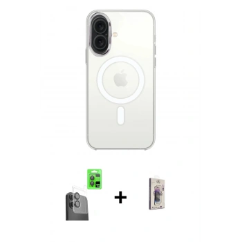 MARSİLYAN™- iPhone 16 Plus Kılıf Kutup Klasik Serisi - Siyah Bilvis 3D Cam Ekran Koruyucu + Raze Metal Kamera Lens - SH