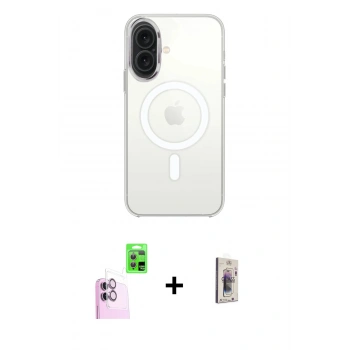 MARSİLYAN™- iPhone 16 Plus Kılıf Kutup Klasik Serisi - Siyah Bilvis 3D Cam Ekran Koruyucu + Raze Metal Kamera Lens - PE