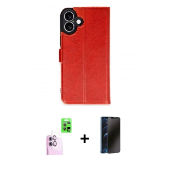 MARSİLYAN™- iPhone 16 Plus Kılıf Siluet Işık Serisi - Siyah 3D Antistatik Hayalet Cam Ekran Koruyucu + Raze Metal Kamera Lens - PE
