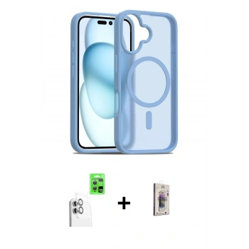 MARSİLYAN™- iPhone 16 Plus Kılıf Siluet Minimal Prime - Siyah Bilvis 3D Cam Ekran Koruyucu + Raze Metal Kamera Lens - BZ