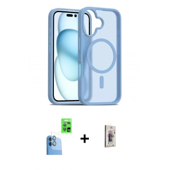 MARSİLYAN™- iPhone 16 Plus Kılıf Siluet Minimal Prime - Siyah Bilvis 3D Cam Ekran Koruyucu + Raze Metal Kamera Lens - LT