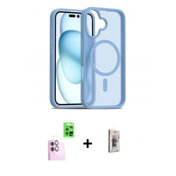 MARSİLYAN™- iPhone 16 Plus Kılıf Siluet Minimal Prime - Siyah Bilvis 3D Cam Ekran Koruyucu + Raze Metal Kamera Lens - PE
