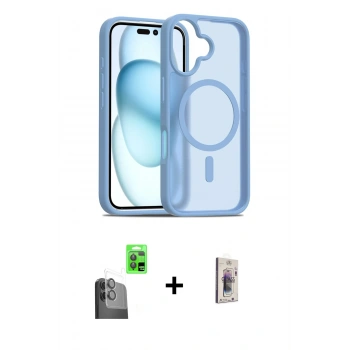 MARSİLYAN™- iPhone 16 Plus Kılıf Siluet Minimal Prime - Siyah Bilvis 3D Cam Ekran Koruyucu + Raze Metal Kamera Lens - SH