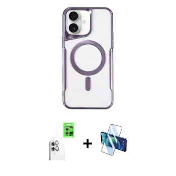 MARSİLYAN™- iPhone 16 Plus Kılıf Yadigar Klasik Özel Seri - Siyah 3D Antistatik Seramik Nano Ekran Koruyucu + Raze Metal Kamera Lens - BZ