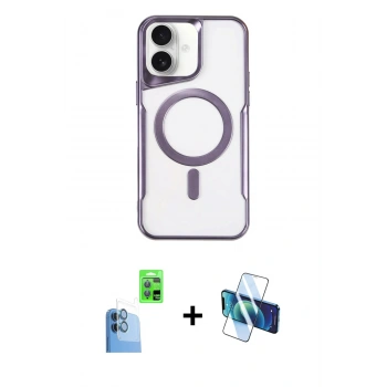 MARSİLYAN™- iPhone 16 Plus Kılıf Yadigar Klasik Özel Seri - Siyah 3D Antistatik Seramik Nano Ekran Koruyucu + Raze Metal Kamera Lens - LT