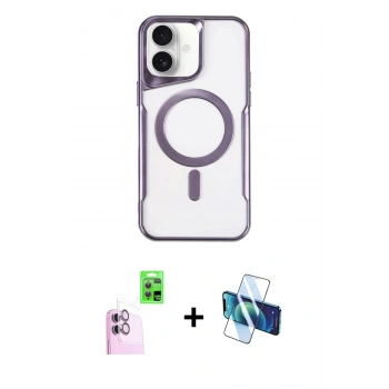 MARSİLYAN™- iPhone 16 Plus Kılıf Yadigar Klasik Özel Seri - Siyah 3D Antistatik Seramik Nano Ekran Koruyucu + Raze Metal Kamera Lens - PE