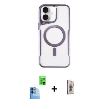 MARSİLYAN™- iPhone 16 Plus Kılıf Yadigar Klasik Özel Seri - Siyah Bilvis 3D Cam Ekran Koruyucu + Raze Metal Kamera Lens - LT