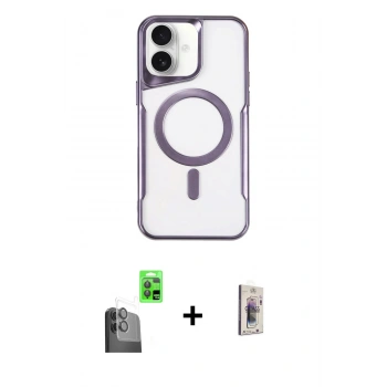 MARSİLYAN™- iPhone 16 Plus Kılıf Yadigar Klasik Özel Seri - Siyah Bilvis 3D Cam Ekran Koruyucu + Raze Metal Kamera Lens - SH