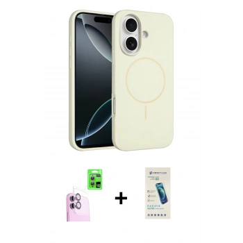 MARSİLYAN™- iPhone 16 Plus Kılıf Yankı Form Serisi - Şeffaf Pasifik Cam Ekran Koruyucu + Raze Metal Kamera Lens - PE