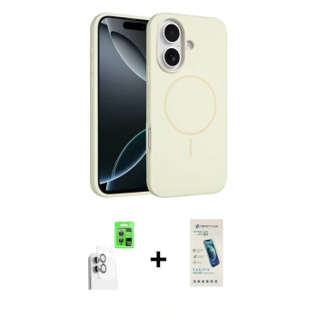 MARSİLYAN™- iPhone 16 Plus Kılıf Yankı Form Serisi - Şeffaf Pasifik Cam Ekran Koruyucu + Raze Metal Kamera Lens - BZ