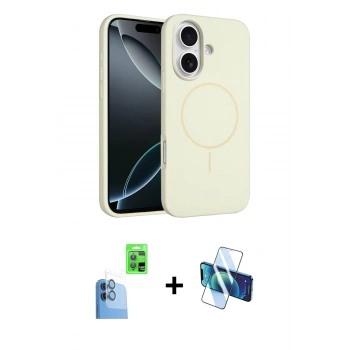 MARSİLYAN™- iPhone 16 Plus Kılıf Yankı Form Serisi - Siyah 3D Antistatik Cam Ekran Koruyucu + Raze Metal Kamera Lens - LT