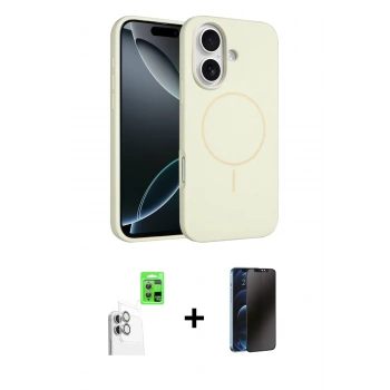 MARSİLYAN™- iPhone 16 Plus Kılıf Yankı Form Serisi - Siyah 3D Antistatik Hayalet Cam Ekran Koruyucu + Raze Metal Kamera Lens - BZ