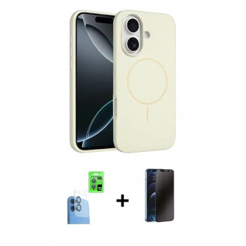 MARSİLYAN™- iPhone 16 Plus Kılıf Yankı Form Serisi - Siyah 3D Antistatik Hayalet Cam Ekran Koruyucu + Raze Metal Kamera Lens - LT