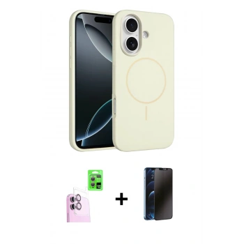 MARSİLYAN™- iPhone 16 Plus Kılıf Yankı Form Serisi - Siyah 3D Antistatik Hayalet Cam Ekran Koruyucu + Raze Metal Kamera Lens - PE