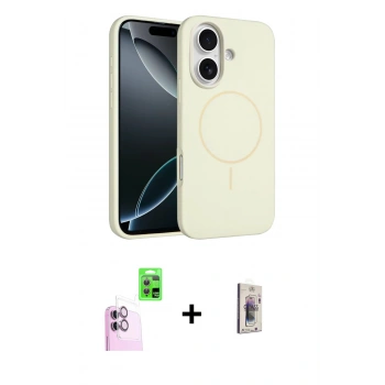 MARSİLYAN™- iPhone 16 Plus Kılıf Yankı Form Serisi - Siyah Bilvis 3D Cam Ekran Koruyucu + Raze Metal Kamera Lens - PE